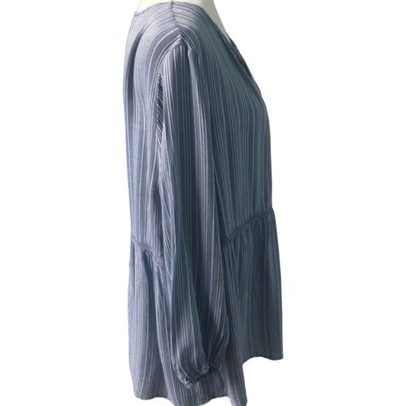 Fever Blue & White Striped Pleasant Plus Size Blouse, Blue Whistler's XXL - Picture 6 of 14